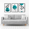 teal and grey wall art print set of 3