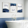 blue and silver bathroom decor