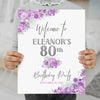 80th birthday silver and purple theme welcome poster