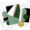 Set of 3 Green, Black and Gold Geometric Prints