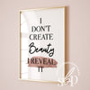 Skincare Salon Quotes, Rose Gold Salon Decor, Esthetician Decor, I don't Create Beauty I Reveal It, Esthetician Wall Art, Dermatology Decor