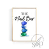 The Nail Bar, Nail Salon Wall Art, Nail Salon Prints, Nail Salon Decor, Nail Studio Decor, Nail Tech Room Decor, Blue Beauty Salon Decor