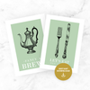 sage green retro kitchen prints