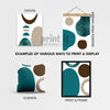 Set of 3 Brown Tan and Teal Abstract Wall Art