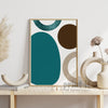 Set of 3 Brown Tan and Teal Abstract Wall Art