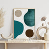 Set of 3 Brown Tan and Teal Abstract Wall Art