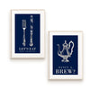 Navy Blue Kitchen Art Set of 2 Prints