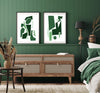 Set of 2 Green Geometric Art