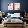 set of 2 sweet dreams bpink and blue bedroom prints