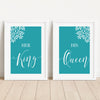 her king his queen teal bedroom decor