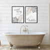 Set of 2 Greige Bathroom Wall Art