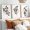 black and beige leaf prints for over the bed