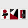 Red and Black Abstract Geometric Wall Art