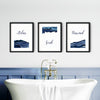 relax soak and unwind blue bathroom prints