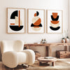 4pc Orange and Black Wall Art