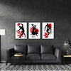 set of 3 red and black over the chair prints