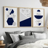 Set of 3 Blue and Grey Geometric Wall Art