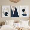 blue and beige abstract wall decor