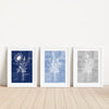 set of 3 printable light blue and grey print