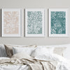 teal and beige wall art