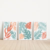 3pc printable teal and coral living room prints