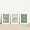 9pc Green Dinosaur Gallery Wall Art Printables