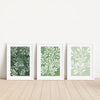 Set of 3 Green Brushed Leaves Wall Art