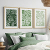 Set of 3 Green Brushed Leaves Wall Art