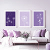 lilac and purple dandelion prints