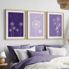 set of 3 over the bed purple wall art prints