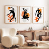 Set of 3 Black and Orange Matisse Printable Wall Art