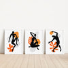 Set of 3 Black and Orange Matisse Printable Wall Art