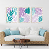 set of 3 teal and purple wall decor