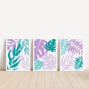 purple and teal botanical prints