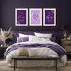 set of 3 purple and lilac bedroom decor