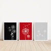 set of 3 red and black prints