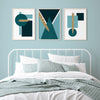 Set of 3 Teal and Gold Geometric Wall Art