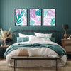 set of 3 teal and purple wall art