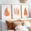 printable burnt orange fern leaf print set