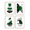 Green and Black Geometric Wall Art Printables