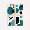 4pc Teal and Black Abstract Wall Art