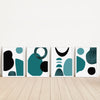 4pc Teal and Black Abstract Wall Art