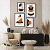 4pc Orange and Black Wall Art