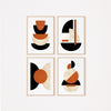 4pc Orange and Black Wall Art