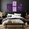 set of 4 purple bedroom prints