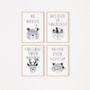 Grey Woodland Animal Nursery Prints