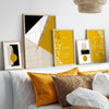 5pc Black and Mustard Yellow Wall Art