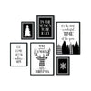 6pc Black and White Buffalo Plaid Christmas Prints