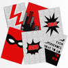 set of 6 red and black hero prints