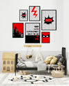 set of 6 red superhero decor